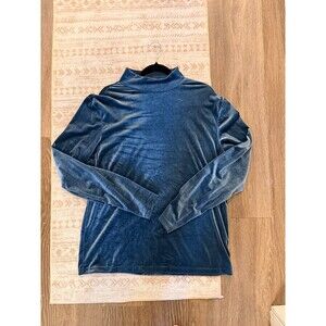 Manfinity (SHEIN) Men's L Blue Velvet Mock Neck Long Sleeve Shirt